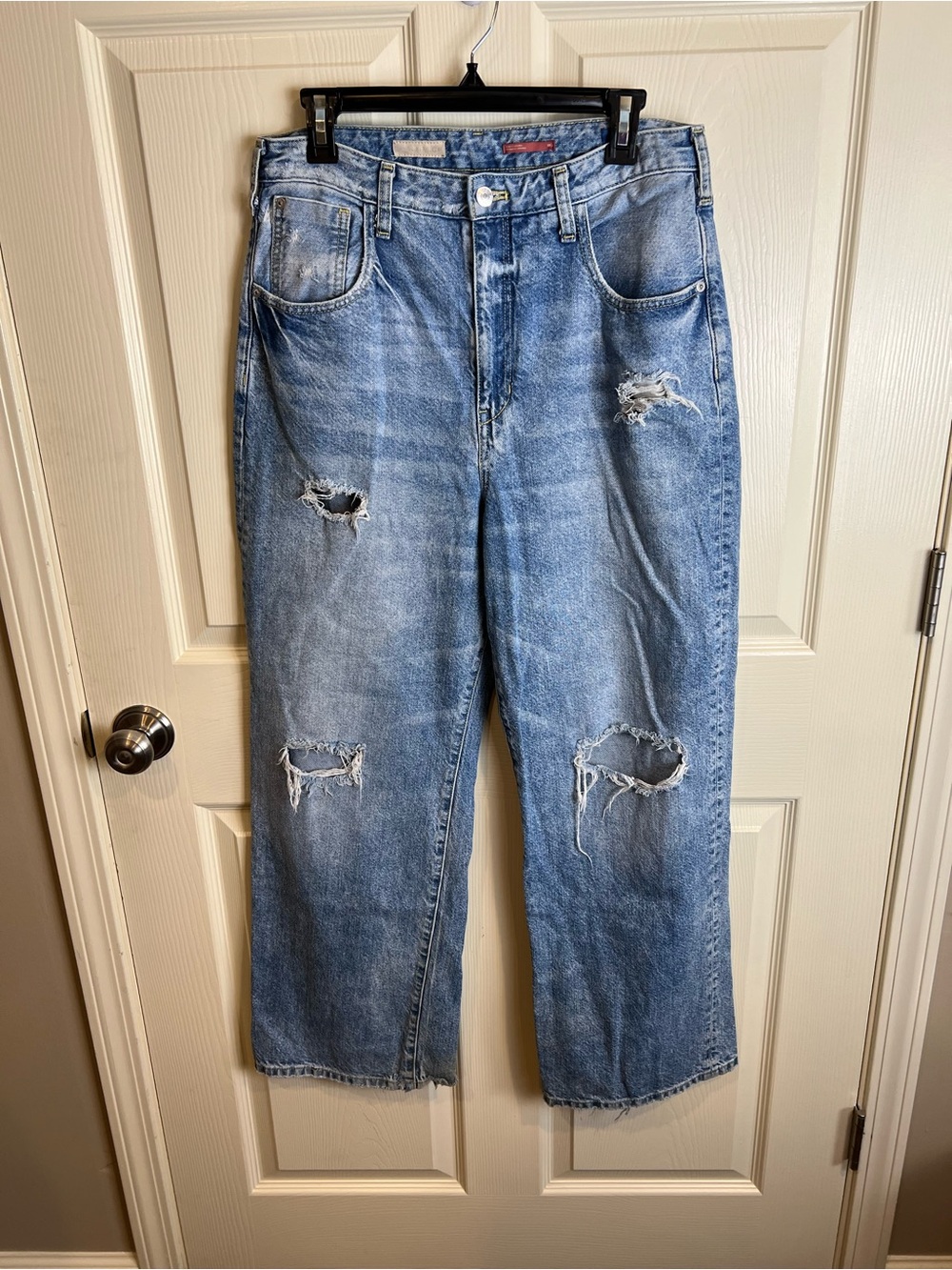 Anthro Pilcro Distressed wide leg Light Blue Jeans - 10 30